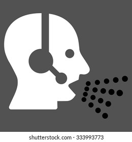 Operator Speech vector icon. Style is bicolor flat symbol, black and white colors, rounded angles, gray background.