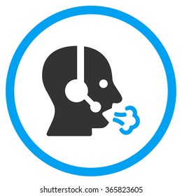 Operator Speech vector icon. Style is bicolor flat circled symbol, blue and gray colors, rounded angles, white background.