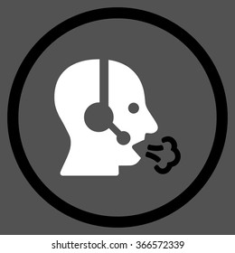 Operator Speech vector icon. Style is flat circled symbol, color, rounded angles, white background.