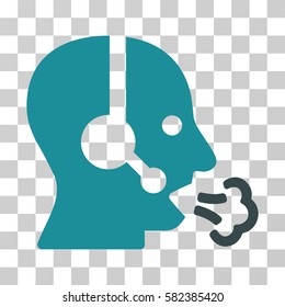 Operator Speech vector pictogram. Illustration style is a flat iconic bicolor soft blue symbol on a transparent background.