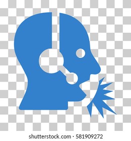 Operator Speech vector pictograph. Illustration style is a flat iconic cobalt symbol on a transparent background.