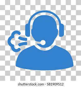 Operator Speech vector pictograph. Illustration style is a flat iconic cobalt symbol on a transparent background.