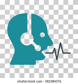 Operator Speech vector pictograph. Illustration style is a flat iconic bicolor soft blue symbol on a transparent background.