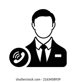 Operator, support, call, dial, contact icon. Black vector graphics.