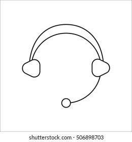 Operator support headphone symbol sign line icon on background