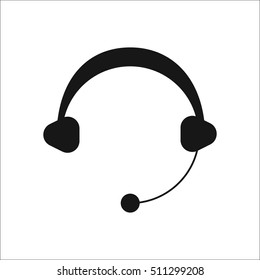 Operator support headphone symbol sign silhouette icon on background