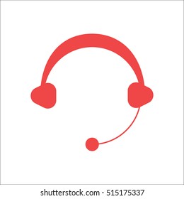 Operator support headphone symbol sign flat icon on background