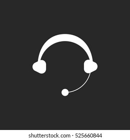 Operator support headphone symbol sign silhouette icon on background