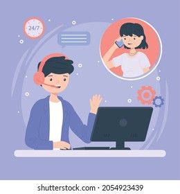 operator talking with a customer
