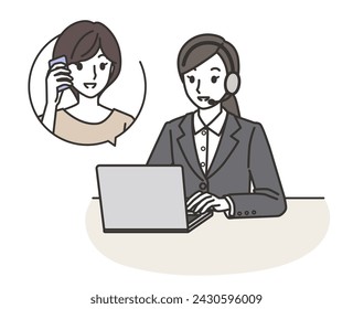 Operator talking to a female customer