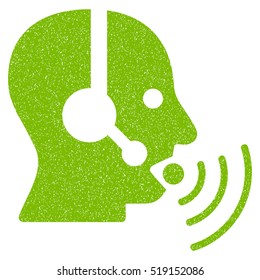Operator Talking Sound Waves grainy textured icon for overlay watermark stamps. Flat symbol with unclean texture.