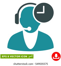 Operator Time EPS vector pictogram. Illustration style is flat iconic bicolor soft blue symbol on white background.