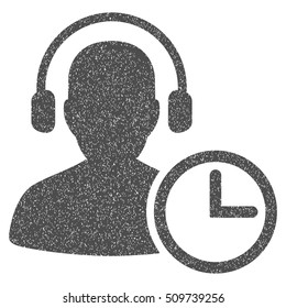 Operator Time grainy textured icon for overlay watermark stamps. Flat symbol with unclean texture. Dotted vector gray ink rubber seal stamp with grunge design on a white background.