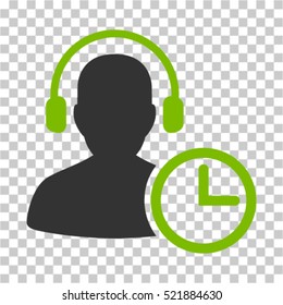 Operator Time icon. Vector pictogram style is a flat bicolor symbol, eco green and gray colors, chess transparent background. Designed for software and web interface toolbars and menus.