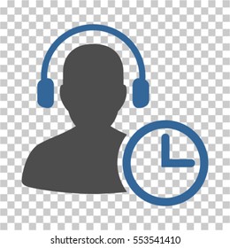 Operator Time icon. Vector pictogram style is a flat bicolor symbol, cobalt and gray colors, chess transparent background. Designed for software and web interface toolbars and menus.