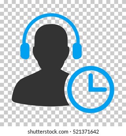 Operator Time icon. Vector pictograph style is a flat bicolor symbol, blue and gray colors, chess transparent background. Designed for software and web interface toolbars and menus.