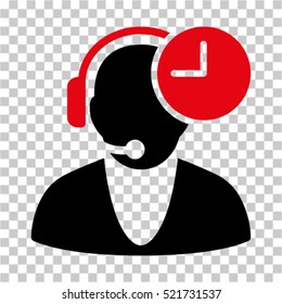 Operator Time icon. Vector pictograph style is a flat bicolor symbol, intensive red and black colors, chess transparent background. Designed for software and web interface toolbars and menus.
