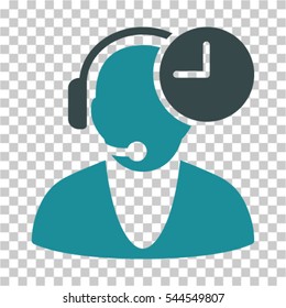 Operator Time icon. Vector pictograph style is a flat bicolor symbol, soft blue colors, chess transparent background. Designed for software and web interface toolbars and menus.