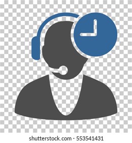 Operator Time icon. Vector pictograph style is a flat bicolor symbol, cobalt and gray colors, chess transparent background. Designed for software and web interface toolbars and menus.
