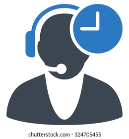 Operator Time vector icon. Style is bicolor flat symbol, smooth blue colors, rounded angles, white background.