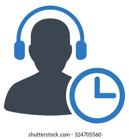 Operator Time vector icon. Style is bicolor flat symbol, smooth blue colors, rounded angles, white background.