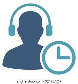 Operator Time vector icon. Style is bicolor flat symbol, cyan and blue colors, rounded angles, white background.