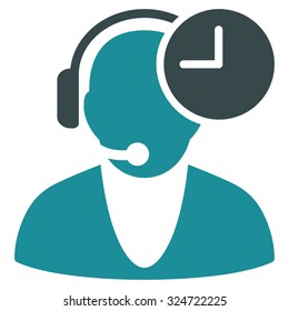 Operator Time vector icon. Style is bicolor flat symbol, soft blue colors, rounded angles, white background.