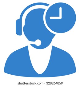 Operator Time vector icon. Style is flat symbol, cobalt color, rounded angles, white background.