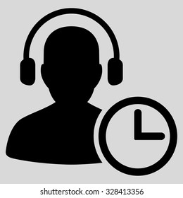 Operator Time vector icon. Style is flat symbol, black color, rounded angles, light gray background.