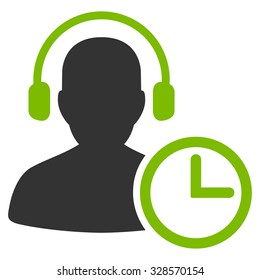 Operator Time vector icon. Style is bicolor flat symbol, eco green and gray colors, rounded angles, white background.