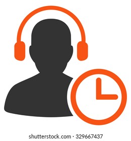 Operator Time vector icon. Style is bicolor flat symbol, orange and gray colors, rounded angles, white background.
