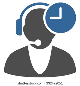 Operator Time vector icon. Style is bicolor flat symbol, cobalt and gray colors, rounded angles, white background.