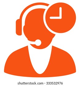 Operator Time vector icon. Style is flat symbol, orange color, rounded angles, white background.