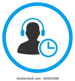 Operator Time vector icon. Style is bicolor flat circled symbol, blue and gray colors, rounded angles, white background.