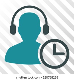 Operator Time vector pictogram. Illustration style is flat iconic bicolor soft blue symbol on a hatched transparent background.