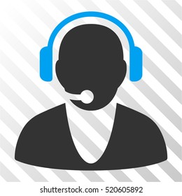 Operator vector icon. Illustration style is flat iconic bicolor blue and gray symbol on a hatch transparent background.