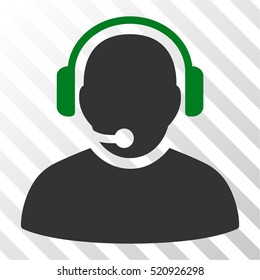 Operator vector icon. Illustration style is flat iconic bicolor green and gray symbol on a hatched transparent background.