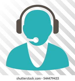 Operator vector icon. Illustration style is flat iconic bicolor grey and cyan symbol on a hatched transparent background.