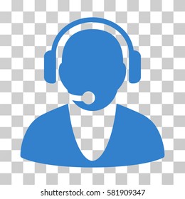 Operator vector icon. Illustration style is a flat iconic cobalt symbol on a transparent background.