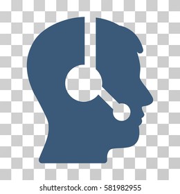 Operator vector icon. Illustration style is a flat iconic blue symbol on a transparent background.