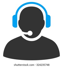 Operator vector icon. Style is bicolor flat symbol, blue and gray colors, rounded angles, white background.