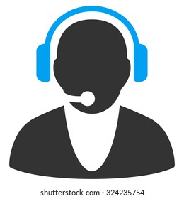 Operator vector icon. Style is bicolor flat symbol, blue and gray colors, rounded angles, white background.