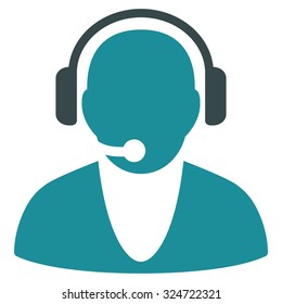 Operator vector icon. Style is bicolor flat symbol, soft blue colors, rounded angles, white background.