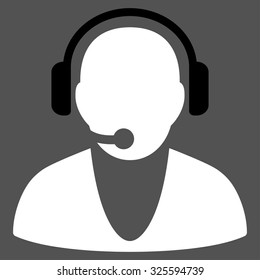 Operator vector icon. Style is bicolor flat symbol, black and white colors, rounded angles, gray background.