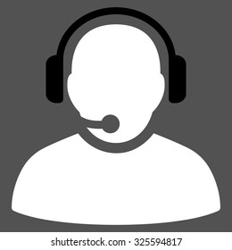 Operator vector icon. Style is bicolor flat symbol, black and white colors, rounded angles, gray background.