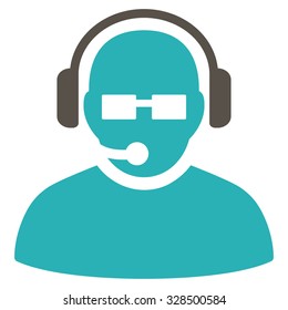 Operator vector icon. Style is bicolor flat symbol, grey and cyan colors, rounded angles, white background.