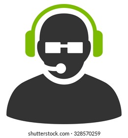 Operator vector icon. Style is bicolor flat symbol, eco green and gray colors, rounded angles, white background.