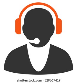 Operator vector icon. Style is bicolor flat symbol, orange and gray colors, rounded angles, white background.