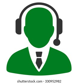 Operator vector icon. Style is bicolor flat symbol, green and gray colors, rounded angles, white background.