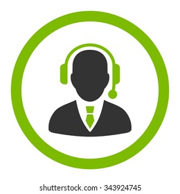 Operator vector icon. Style is bicolor flat rounded symbol, eco green and gray colors, rounded angles, white background.